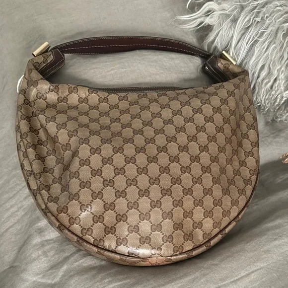 Gucci Brown Monogram Canvas Hobo Bag - Picture 1 of 15